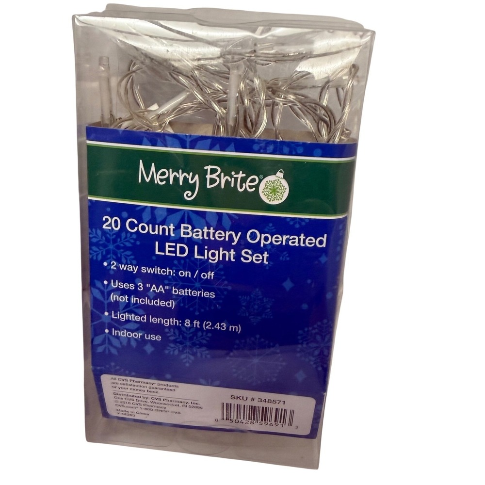 Merry Brite 20 Count Battery Operated LED Light Set Indoor Use 8ft - Picture 6 of 6